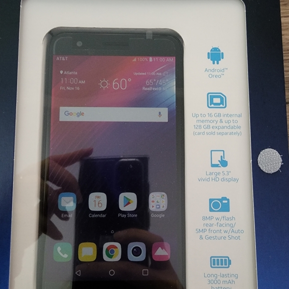 Brand New LG Xpression Plus 16GB 5.3" Smartphone AT&T Prepaid Moroccan Blue New - Picture 4 of 4